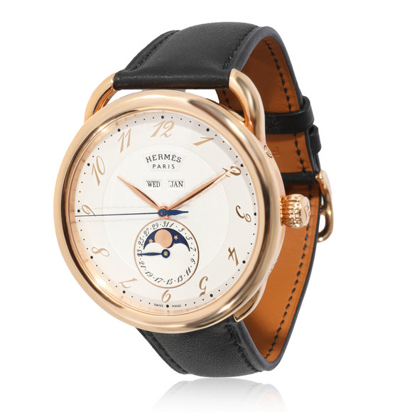 Hermes Other - HERMES Arceau Grande Lune AR8.870.221.MHA Men's Watch in 18kt Rose Gold